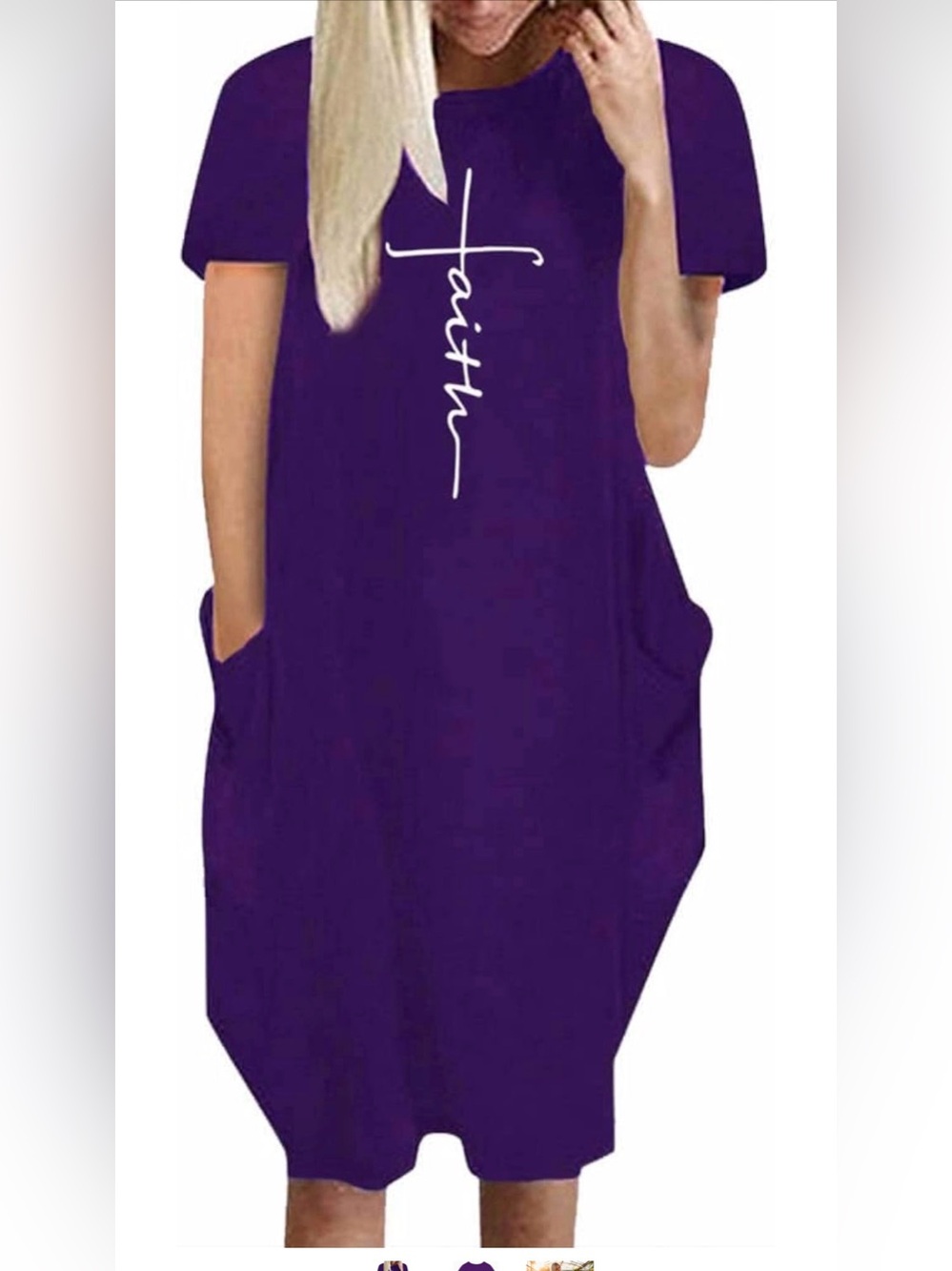 NWOT Plus-Size Purple 'Faith' Maxi T-Shirt Dress, 2XL